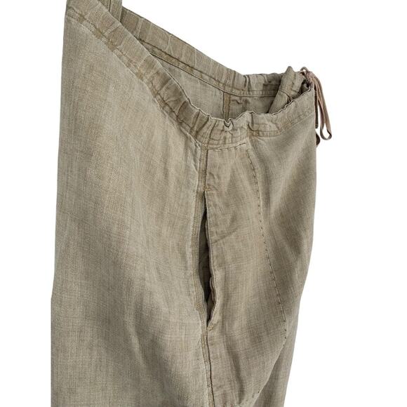 Vintage Hobo Chic Miner Patchwork Linen Drawstring Pants Baggy Wide Leg Magnolia - Picture 5 of 12